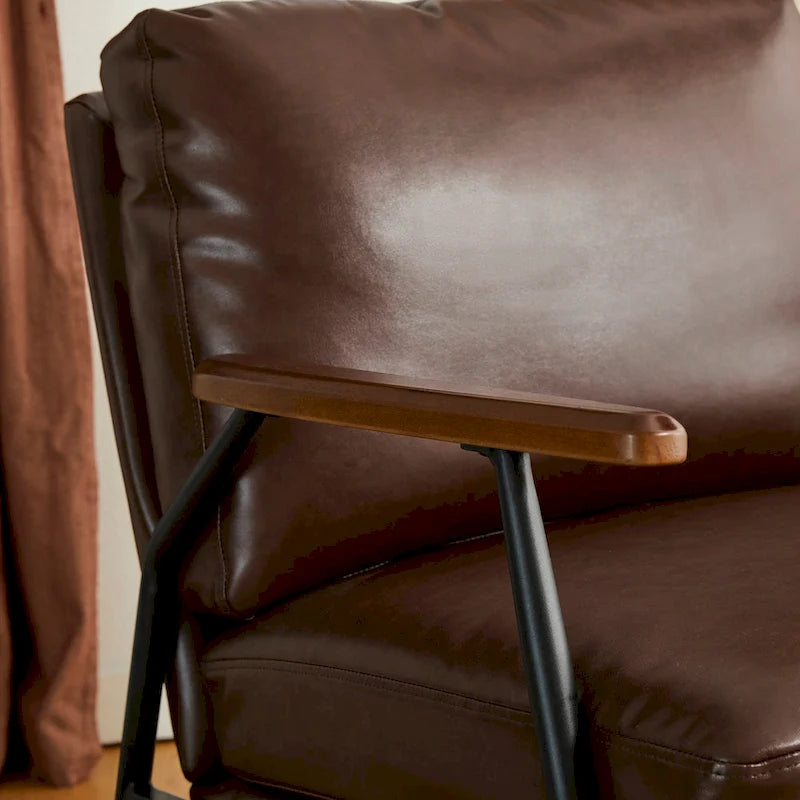 Glitzhome 28W Mid-century Modern Soft PU Leather Accent Armchair - 28 W x 31 D x 30.75 H