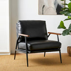 Glitzhome 28W Mid-century Modern Soft PU Leather Accent Armchair - 28 W x 31 D x 30.75 H