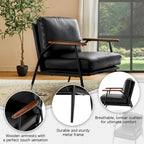 Glitzhome 28W Mid-century Modern Soft PU Leather Accent Armchair - 28 W x 31 D x 30.75 H