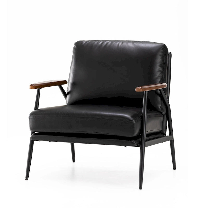 Glitzhome 28W Mid-century Modern Soft PU Leather Accent Armchair - 28 W x 31 D x 30.75 H