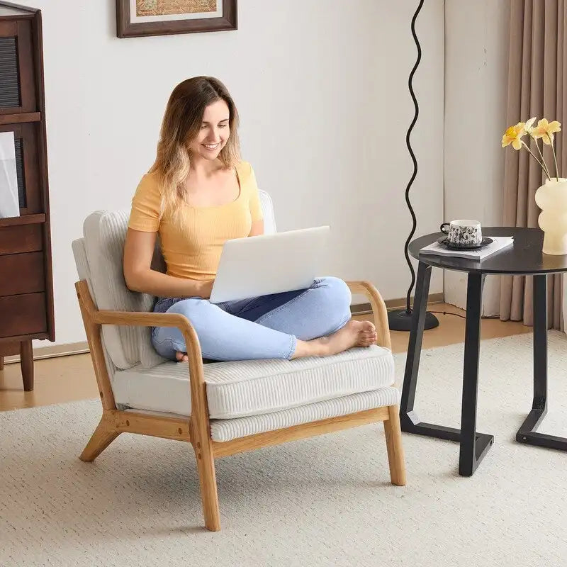 2-pc Upholstered Linen Blend Accent Chair