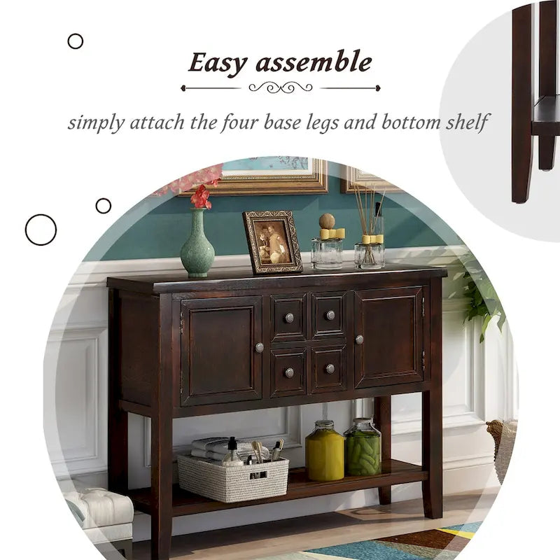 Buffet Sideboard Console Table with Bottom Shelf