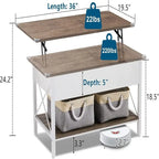 36 Lift Top Coffee Table with Free Cloth Storage Bins - 19.5D x 36W x 18.5H