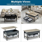36 Lift Top Coffee Table with Free Cloth Storage Bins - 19.5D x 36W x 18.5H