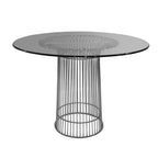 Pima 40 Inch Dining Table, Round Tempered Glass Top, Open Padestal Base