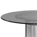 Pima 40 Inch Dining Table, Round Tempered Glass Top, Open Padestal Base