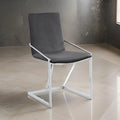 23 Inch Side Dining Chair Set of 2, Gray Velvet, Modern Chrome Metal Base