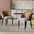 Modern Faux Leather and Fabric Upholstered Back Armchair Dining Chair Or Side Chair (Set of 4)