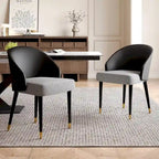 Modern Faux Leather and Fabric Upholstered Back Armchair Dining Chair Or Side Chair (Set of 4)
