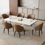 Modern Faux Leather and Fabric Upholstered Back Armchair Dining Chair Or Side Chair (Set of 4)