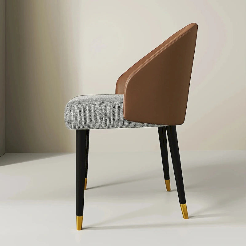 Modern Faux Leather and Fabric Upholstered Back Armchair Dining Chair Or Side Chair (Set of 4)