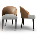 Modern Faux Leather and Fabric Upholstered Back Armchair Dining Chair Or Side Chair (Set of 4)