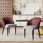 Modern Faux Leather and Fabric Upholstered Back Armchair Dining Chair Or Side Chair (Set of 4)