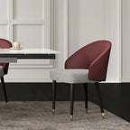 Modern Faux Leather and Fabric Upholstered Back Armchair Dining Chair Or Side Chair (Set of 4)