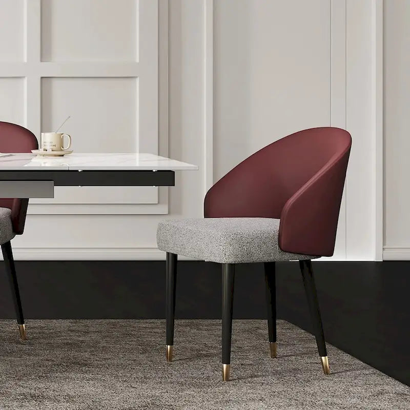 Modern Faux Leather and Fabric Upholstered Back Armchair Dining Chair Or Side Chair (Set of 4)