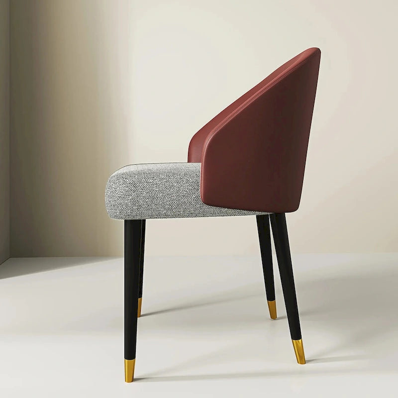 Modern Faux Leather and Fabric Upholstered Back Armchair Dining Chair Or Side Chair (Set of 4)