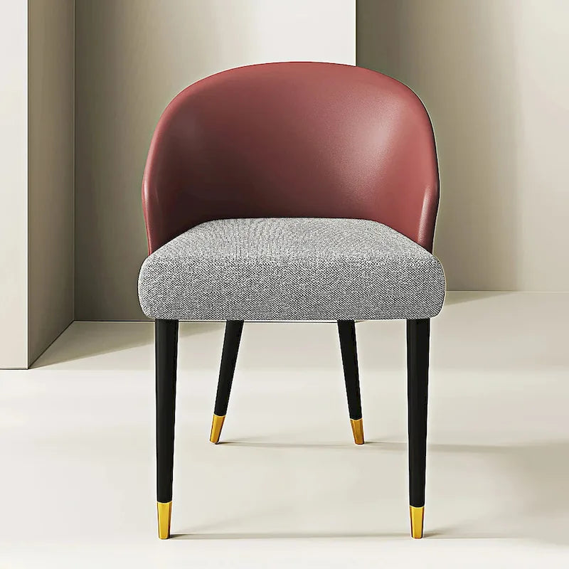 Modern Faux Leather and Fabric Upholstered Back Armchair Dining Chair Or Side Chair (Set of 4)