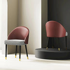 Modern Faux Leather and Fabric Upholstered Back Armchair Dining Chair Or Side Chair (Set of 4)