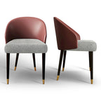 Modern Faux Leather and Fabric Upholstered Back Armchair Dining Chair Or Side Chair (Set of 4)