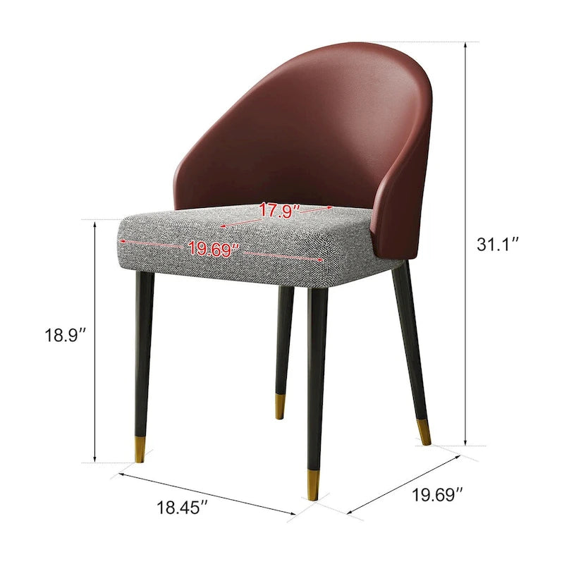 Modern Faux Leather and Fabric Upholstered Back Armchair Dining Chair Or Side Chair (Set of 4)