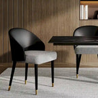 Modern Faux Leather and Fabric Upholstered Back Armchair Dining Chair Or Side Chair (Set of 4)