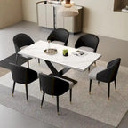 Modern Faux Leather and Fabric Upholstered Back Armchair Dining Chair Or Side Chair (Set of 4)