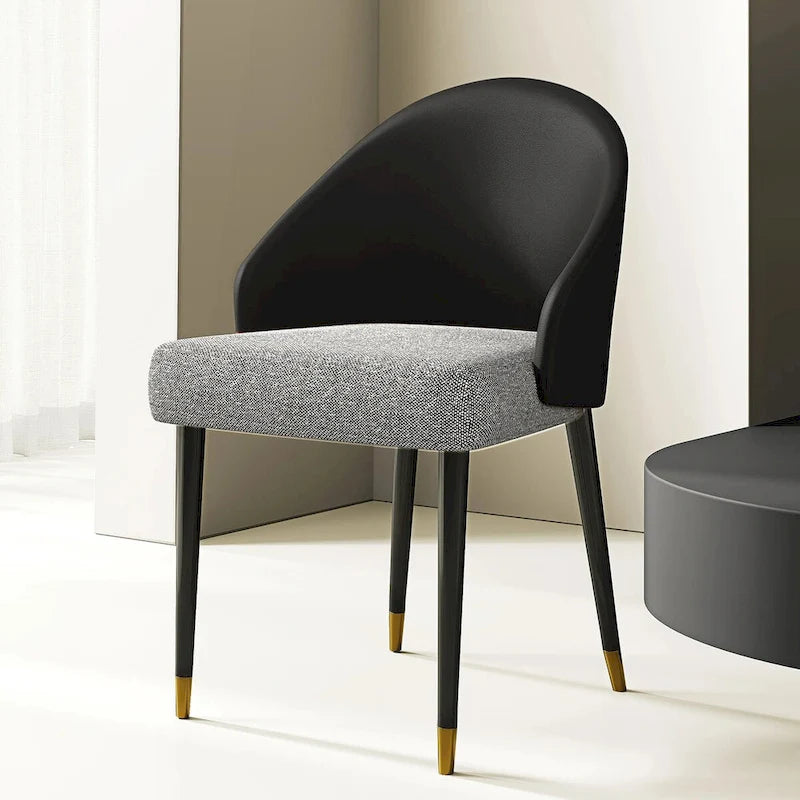 Modern Faux Leather and Fabric Upholstered Back Armchair Dining Chair Or Side Chair (Set of 4)