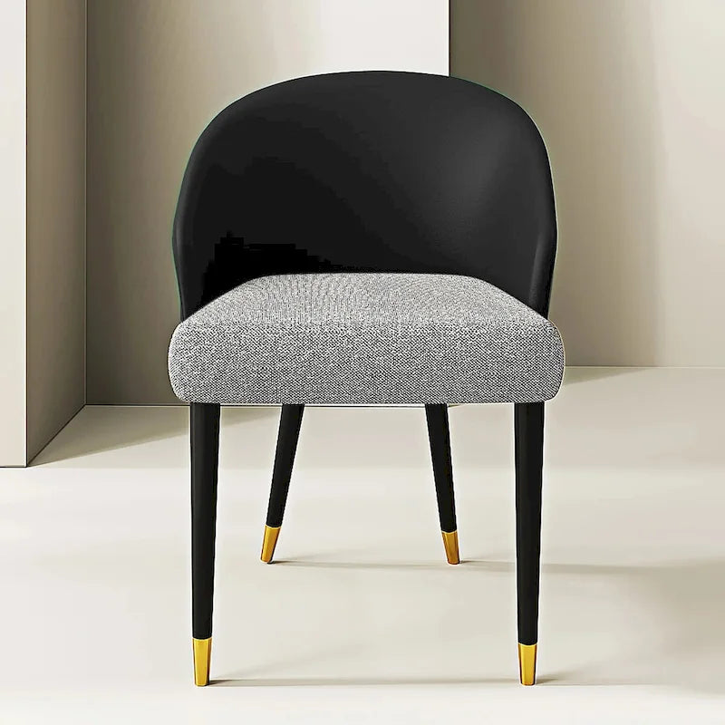 Modern Faux Leather and Fabric Upholstered Back Armchair Dining Chair Or Side Chair (Set of 4)