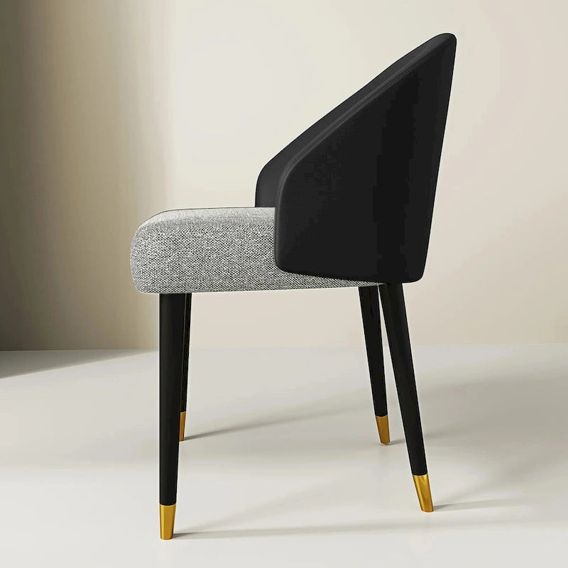 Modern Faux Leather and Fabric Upholstered Back Armchair Dining Chair Or Side Chair (Set of 4)