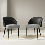 Modern Faux Leather and Fabric Upholstered Back Armchair Dining Chair Or Side Chair (Set of 4)