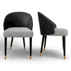 Modern Faux Leather and Fabric Upholstered Back Armchair Dining Chair Or Side Chair (Set of 4)