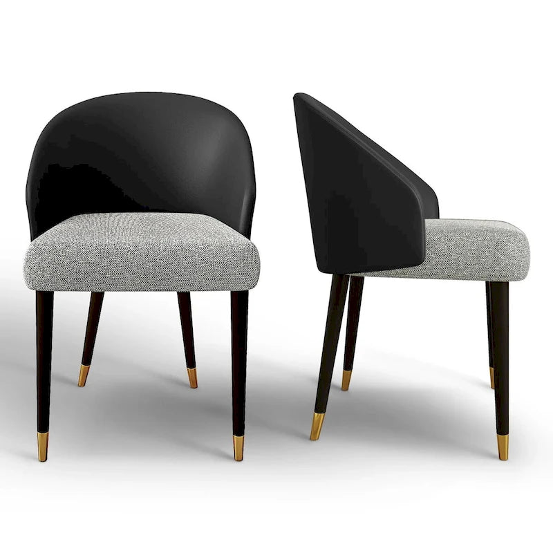 Modern Faux Leather and Fabric Upholstered Back Armchair Dining Chair Or Side Chair (Set of 4)