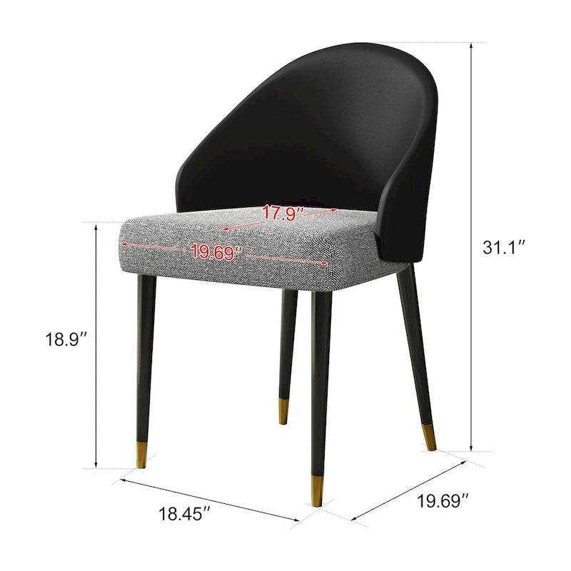 Modern Faux Leather and Fabric Upholstered Back Armchair Dining Chair Or Side Chair (Set of 4)