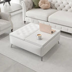 35 inch Wide Square storage benches Coffee Table with Lift Top Oversized Storage Ottoman in Upholstered for Living Room
