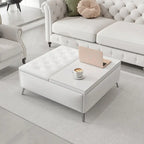 35 inch Wide Square storage benches Coffee Table with Lift Top Oversized Storage Ottoman in Upholstered for Living Room
