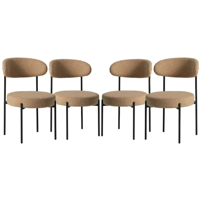 Bayville Mid-Century Curved Back Fabric Upholstered Metal Dining Chair (Set of 4)