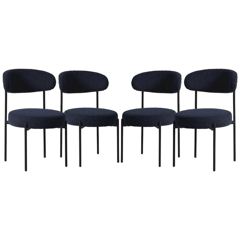 Bayville Mid-Century Curved Back Fabric Upholstered Metal Dining Chair (Set of 4)