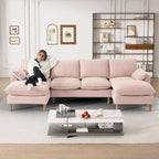 Modern U-Shaped Sectional Sofa Couch with Ottoman Chaise for Living Room