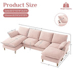 Modern U-Shaped Sectional Sofa Couch with Ottoman Chaise for Living Room