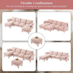 Modern U-Shaped Sectional Sofa Couch with Ottoman Chaise for Living Room