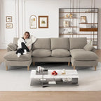 Modern U-Shaped Sectional Sofa Couch with Ottoman Chaise for Living Room