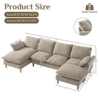 Modern U-Shaped Sectional Sofa Couch with Ottoman Chaise for Living Room
