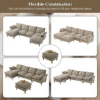 Modern U-Shaped Sectional Sofa Couch with Ottoman Chaise for Living Room
