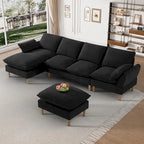 Modern U-Shaped Sectional Sofa Couch with Ottoman Chaise for Living Room