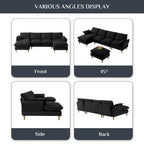 Modern U-Shaped Sectional Sofa Couch with Ottoman Chaise for Living Room