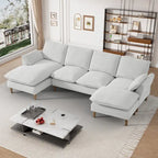 Modern U-Shaped Sectional Sofa Couch with Ottoman Chaise for Living Room