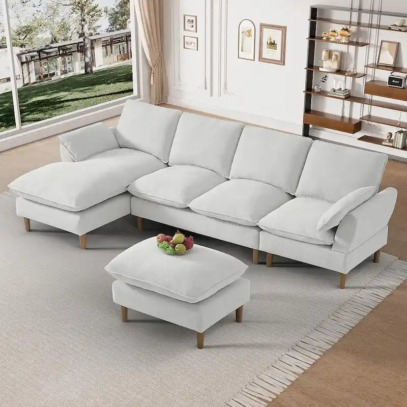 Modern U-Shaped Sectional Sofa Couch with Ottoman Chaise for Living Room