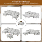 Modern U-Shaped Sectional Sofa Couch with Ottoman Chaise for Living Room