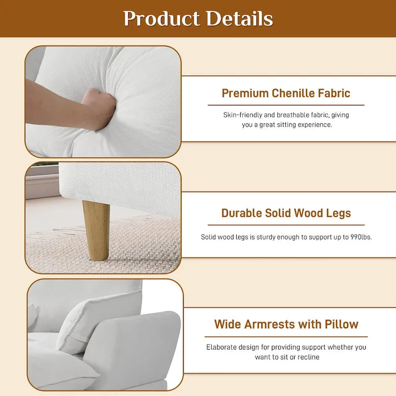 Modern U-Shaped Sectional Sofa Couch with Ottoman Chaise for Living Room