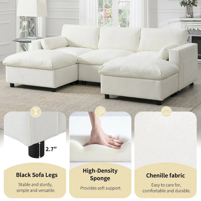 Merax 5 Seat U Shaped Sleeper Couch Set